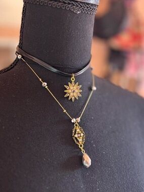 Gold Starburst Layered Pendant Necklace in Gold Tone - Women Jewelry